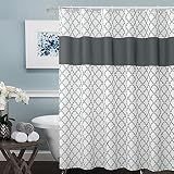 YUNTAINN Moroccan Fabric Shower Curtain - Lattice Geometric Quatrefoil Pattern Striped Printed Water
