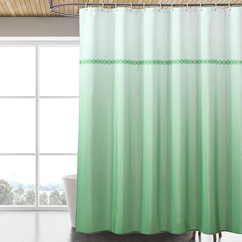 Miniatura 258 de Cortina de ducha de tela blanca con contrapeso inferior, calidad de hotel impermeable, 72 x 72 pulgadas, lavable a máquina B-blanco,Beige