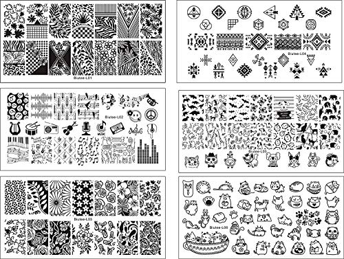 Nail Art Stamping Plate Kit Biutee Stamp For Nails Jelly Stamper Scraper Plate For Nail Art Design Holiday Flower Animal Leaves Diy Manicure Salon 10 Pcs Template #TOP7