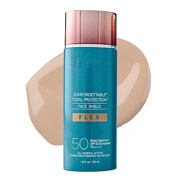 Total Protection Face Shield SPF 50 - Broad Spectrum Sunscreen with All-Mineral Actives, Water & Sweat Resistant 40 Minutes, Tinted for Natural Finish - 1.8 fl. oz.