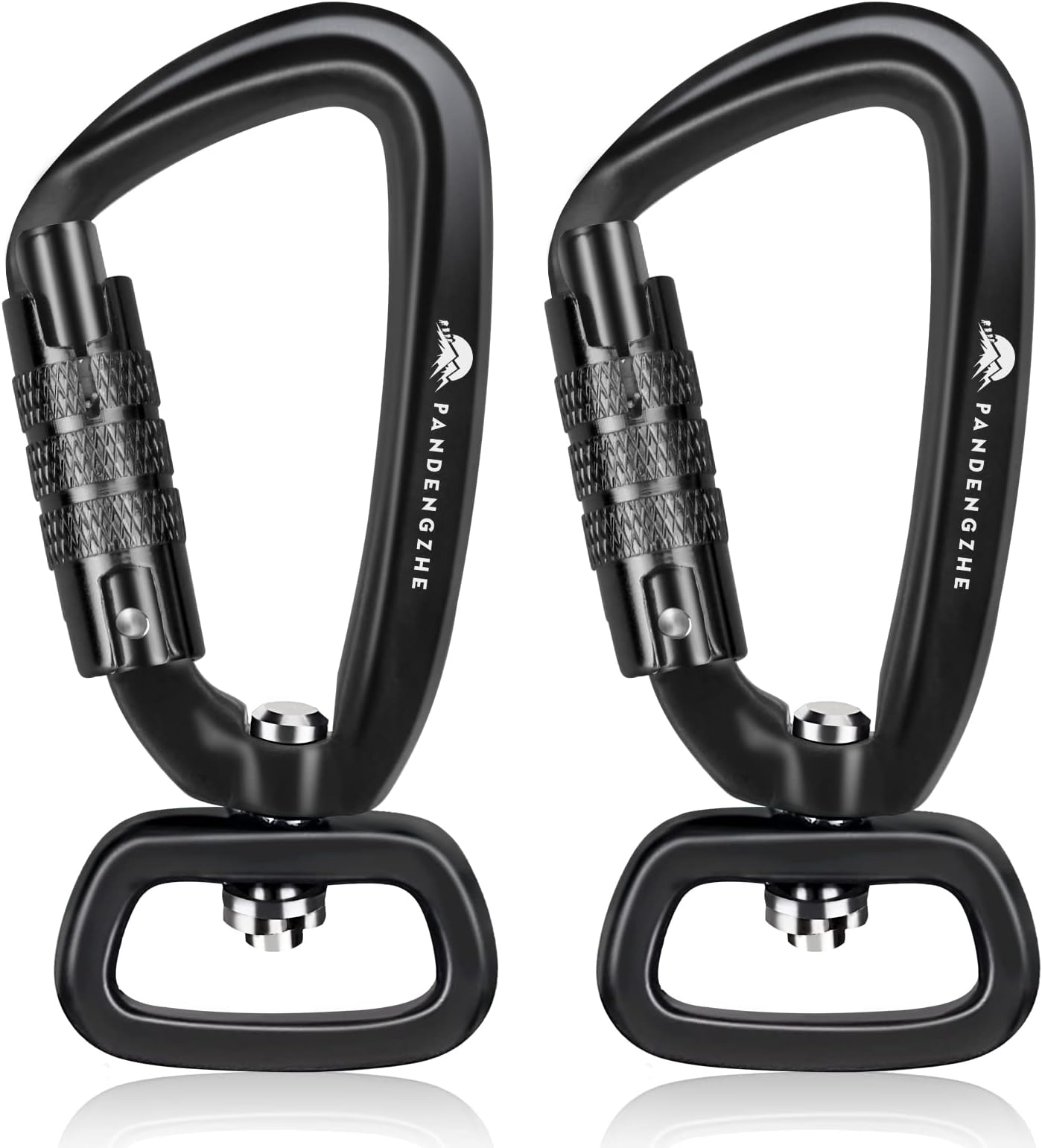 ロッキングカラビナクリップ 2.5インチ 回転リング付き ペット、犬のリーシュハーネス、キャンプ、ハイキング、キーホルダーを固定するための2個パック