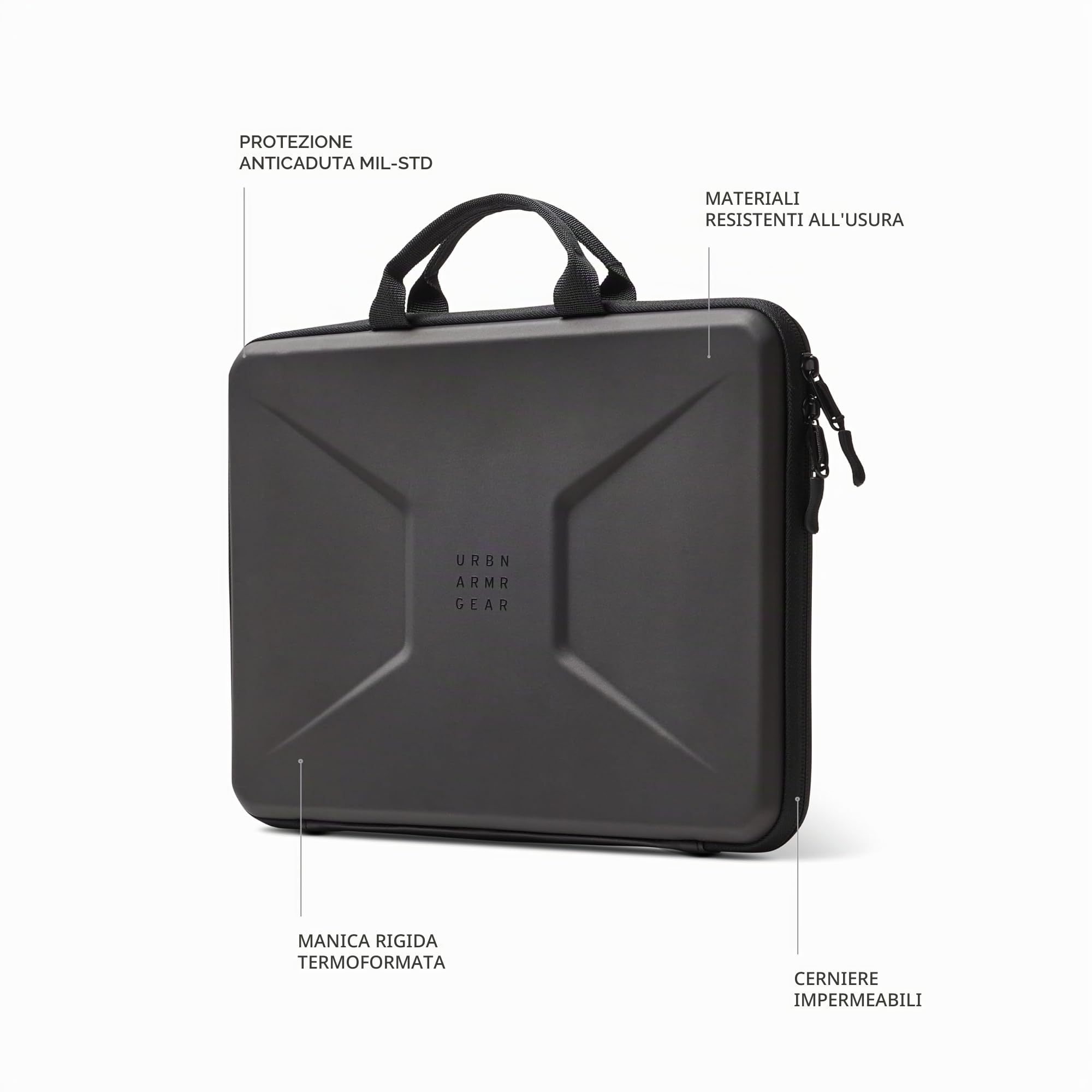 URBAN ARMOR GEAR Custodia per Laptop 15-16 pollici | Idrorepellente | Interno in morbido microvelour | Maniglia di trasporto imbottita | Ampio scomparto interno