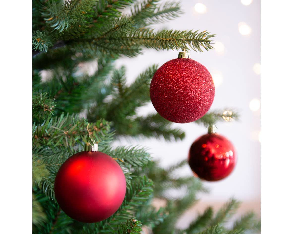 Lot de 34 boules de Noël (D80 mm) Alpine Rouge