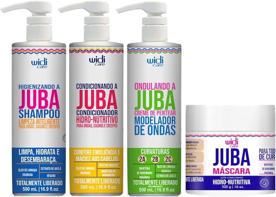 Kit Widi Care Juba Completo – Shampoo + Condicionador + Creme de Pentear Ondas + Máscara
