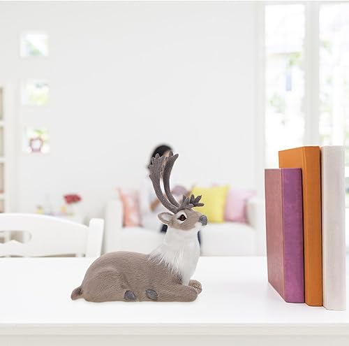 Miniatura 8 de MAGICLULU 1 figura de ciervo, escultura de reno de plástico, figuras de animales del bosque para decoraciones navideñas de vacaciones