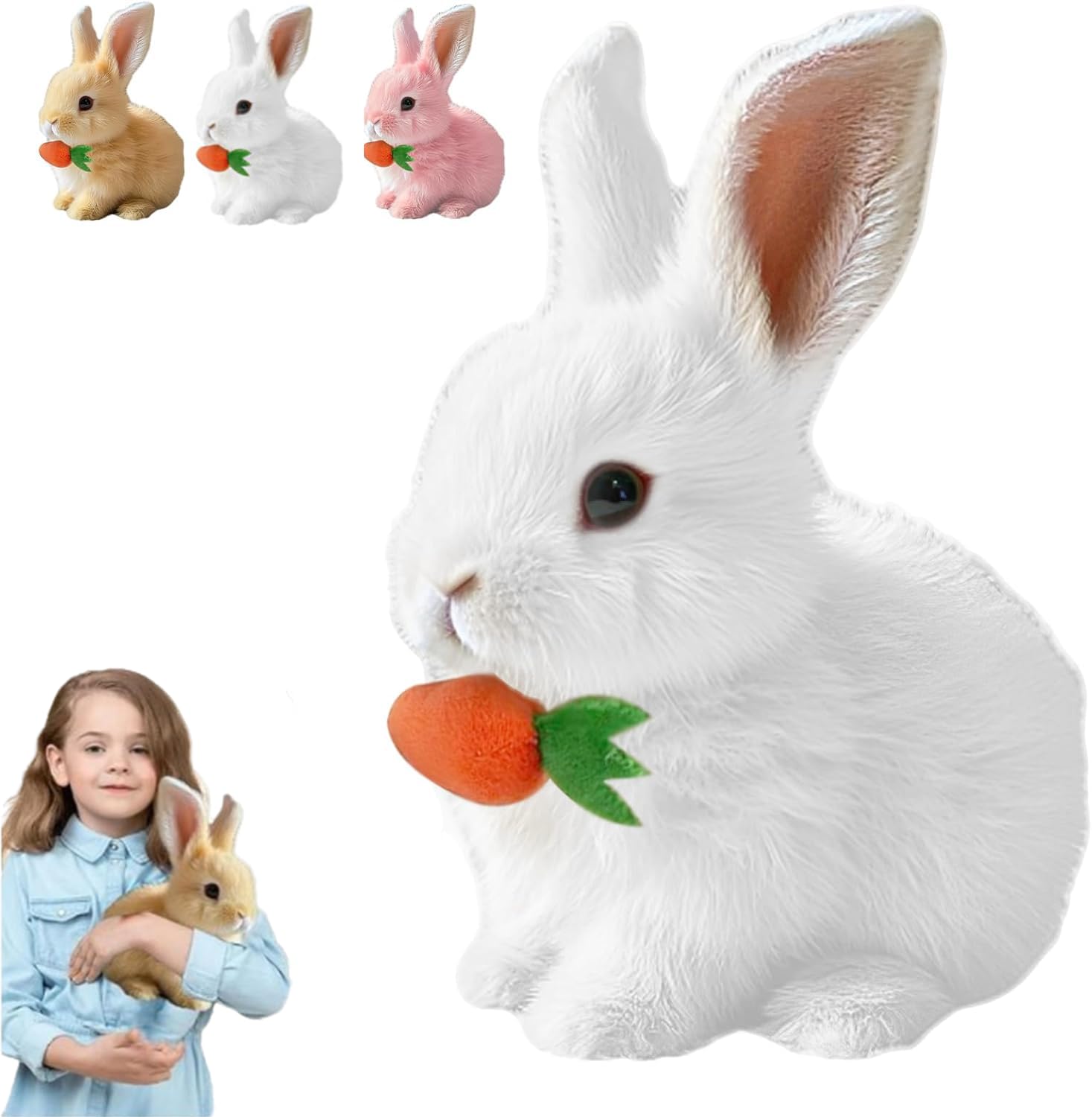 Realistic Bunny Toy, Interactive Plush Rabbit Toy, with Lifelike Movements, Hops,Twitches & Wiggles Ears, Easter Gift for Kids (Blown) — view 7