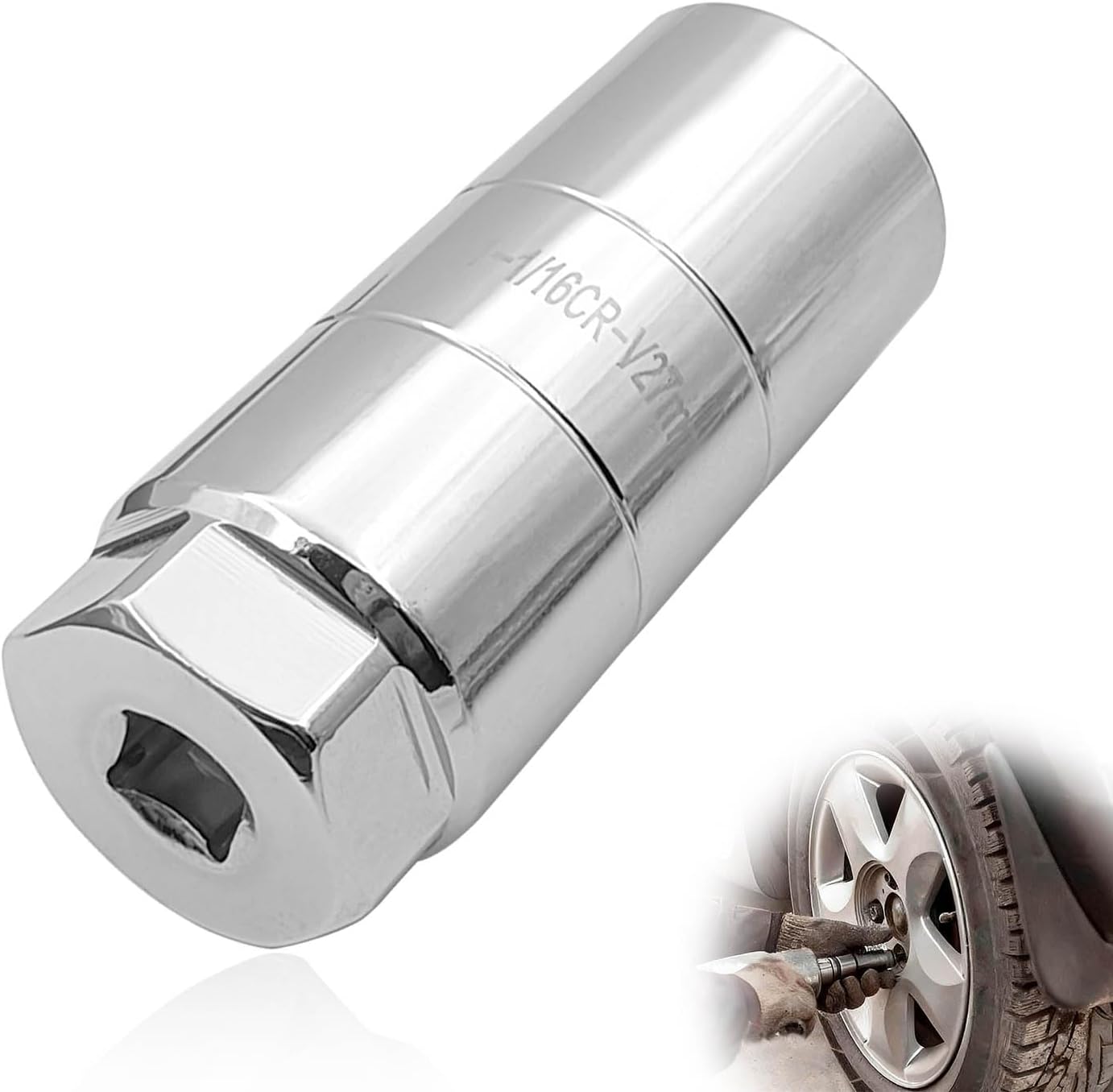 Oil Pressure Sensor Socket, Car Oil Pressure Switch Disassembly Socket, 3/8" Driver 45# Steel Hexagonal Design Anti-Slip Oil Pressure Sending Socket, Compatible with Most Car Models (Silver)