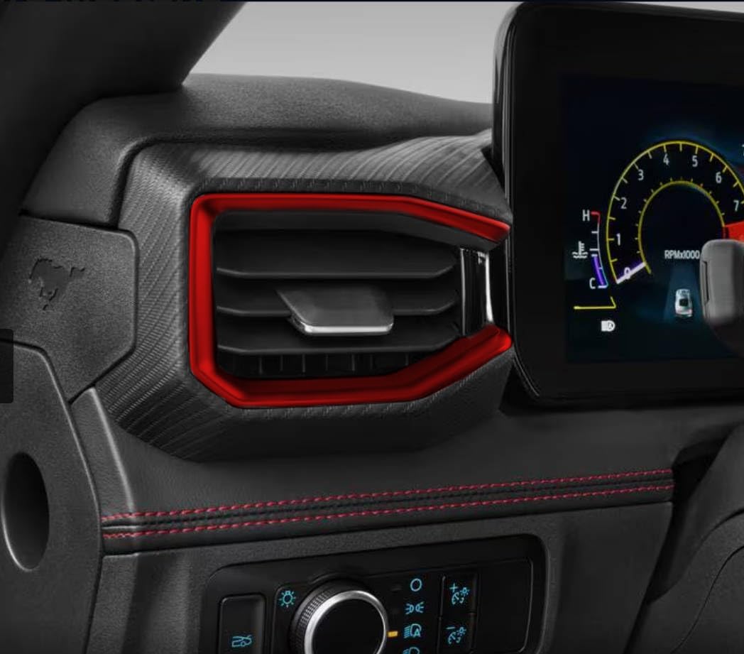 YINGTUU for Ford Mustang 2024 2025 2026 Accessories Interior Center Console AC Air Vents Decorative Trim - Red image 4