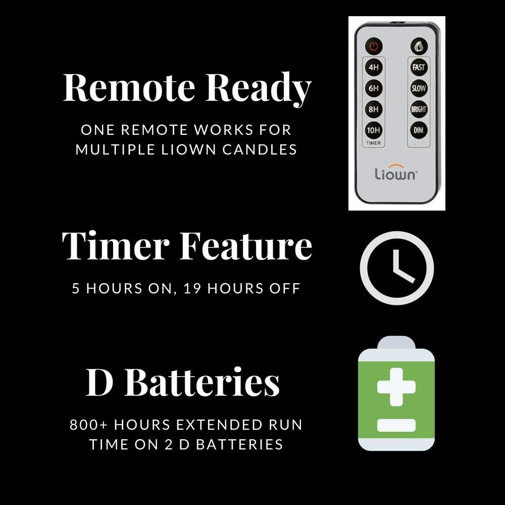 Liown Moving Flame Candle: LED Battery Operated Powered Remote Ready Flameless Candles with Timer (7" Sage Green)