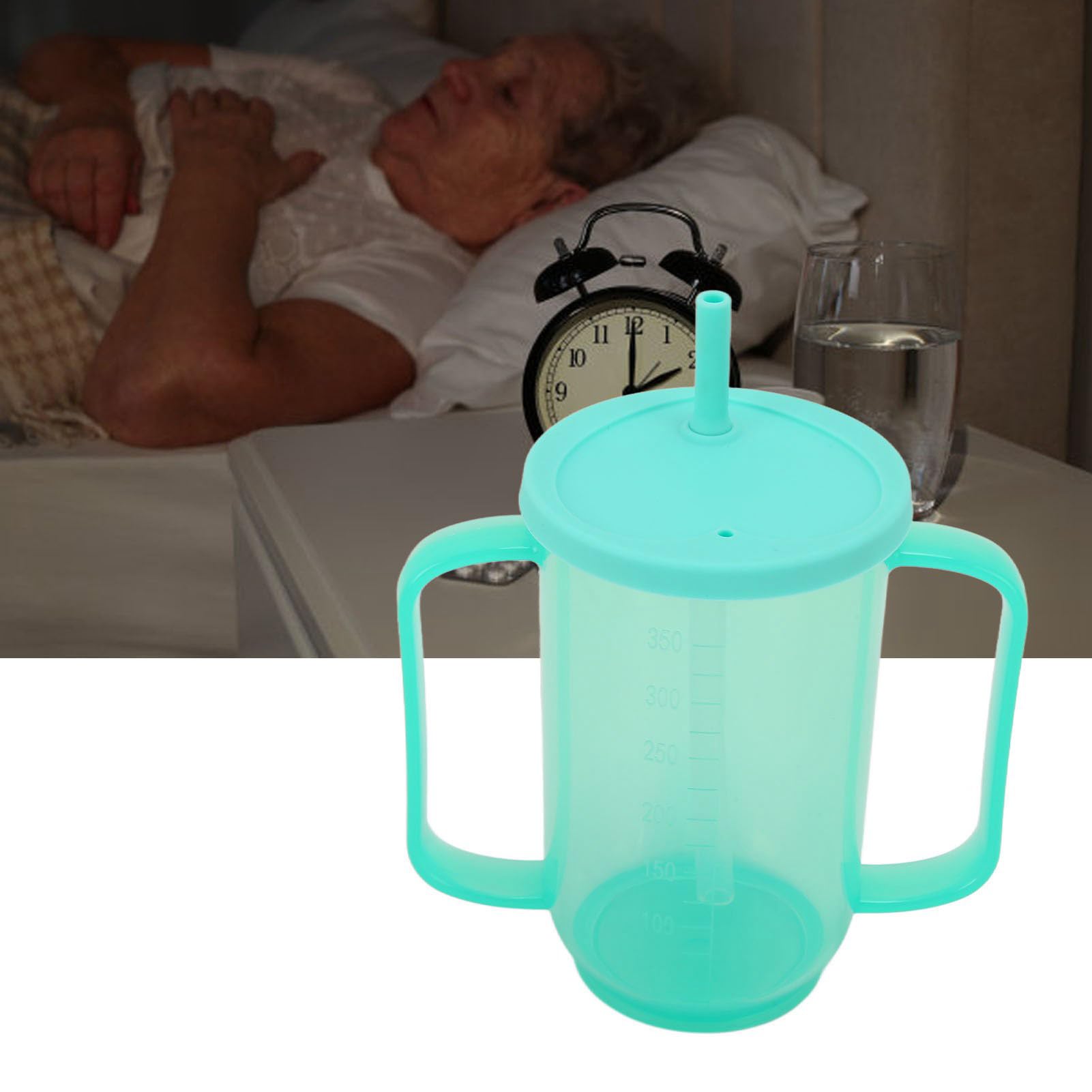 Fockety Adult Sippy Cup, 2 poignées avec paille Tasses en plastique anti-déversement, tasses avec couvercle et paille anti-déversement pour les personnes âgées souffrant de dysphagie