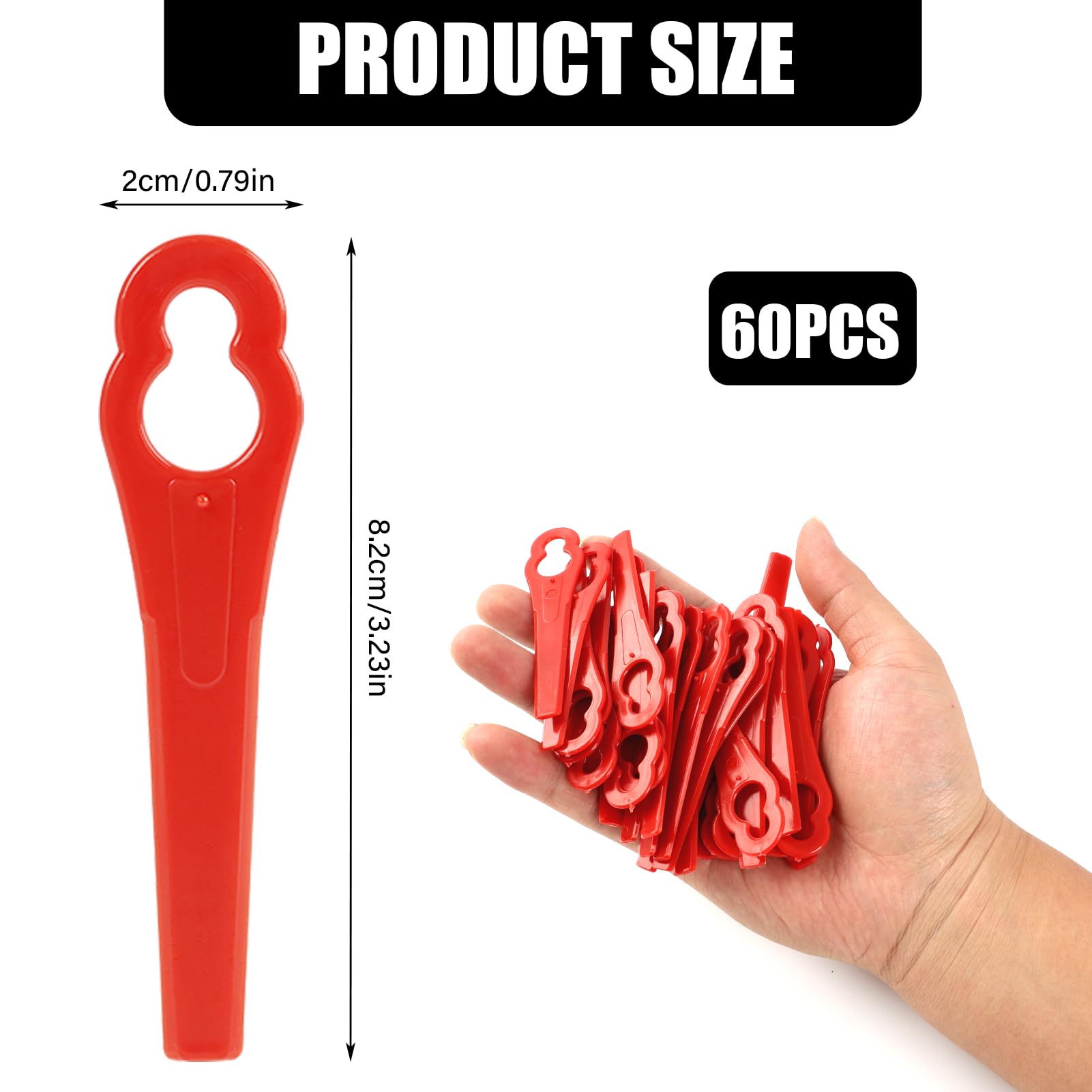 Cuchillas de repuesto PA6 para cortabordes, lote de 60 unidades, compatibles con GE-CT 18 Li, GC-CT 18/24 Li, BG-CT 18 Li, RG-CT 18 Li, accesorios para cortabordes inalámbrico