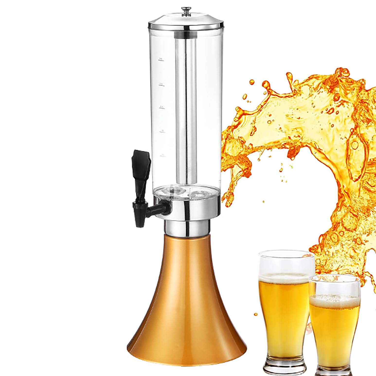Dispensador de cerveza con tubo de hielo extraíble, luces LED, escala transparente, diseño antioxidante para bares y fiestas