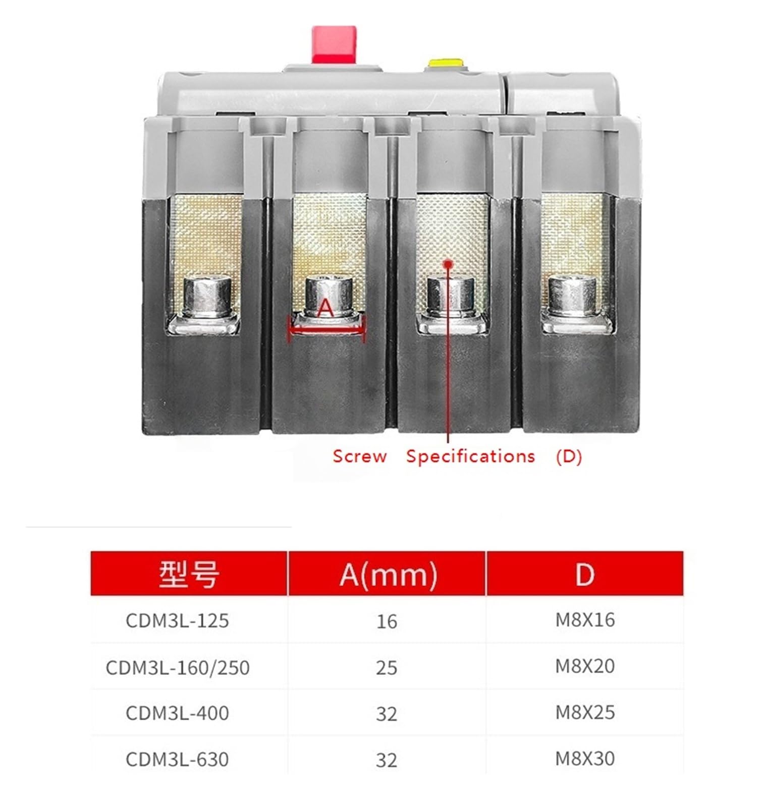 Interruttore automatico in scatola stampata CDM3L 100A 160A trifase quattro fili 3P con protezione differenziale 4P 250A Per la protezione dei circuiti(4p,125A)