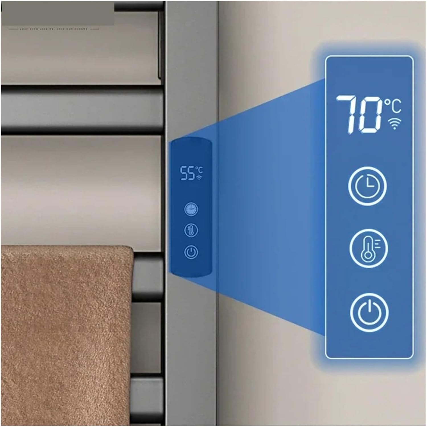 Intelligent Electric Heated Towel Rack Bathroom Punch-Free Towel Drying Storage Rack Household Towel Warmer Bathroom Accessories