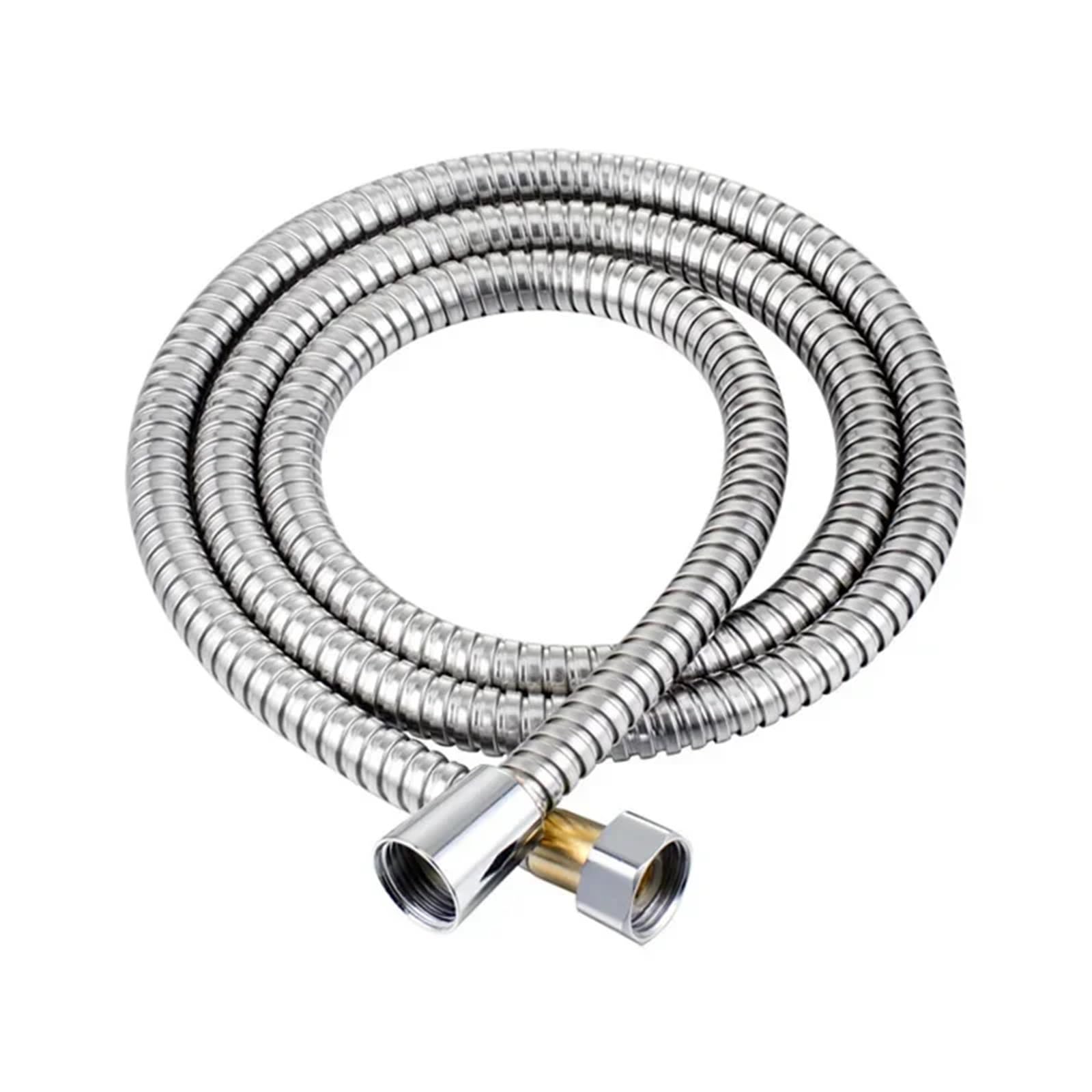 Luoaxinn Silver Stainless Steel Corrugated Pipe 1.5/2M Stainless Steel Black/ Hose Extended Tube Bathroom Shower Pipe Water Drawer Accessories Pipes(,1.5M)