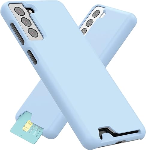 JUST4YOU Carcasa rígida delgada para Samsung Galaxy S21 Plus con tarjetero (azul mate) CS_HD_CD_GS21P_BL