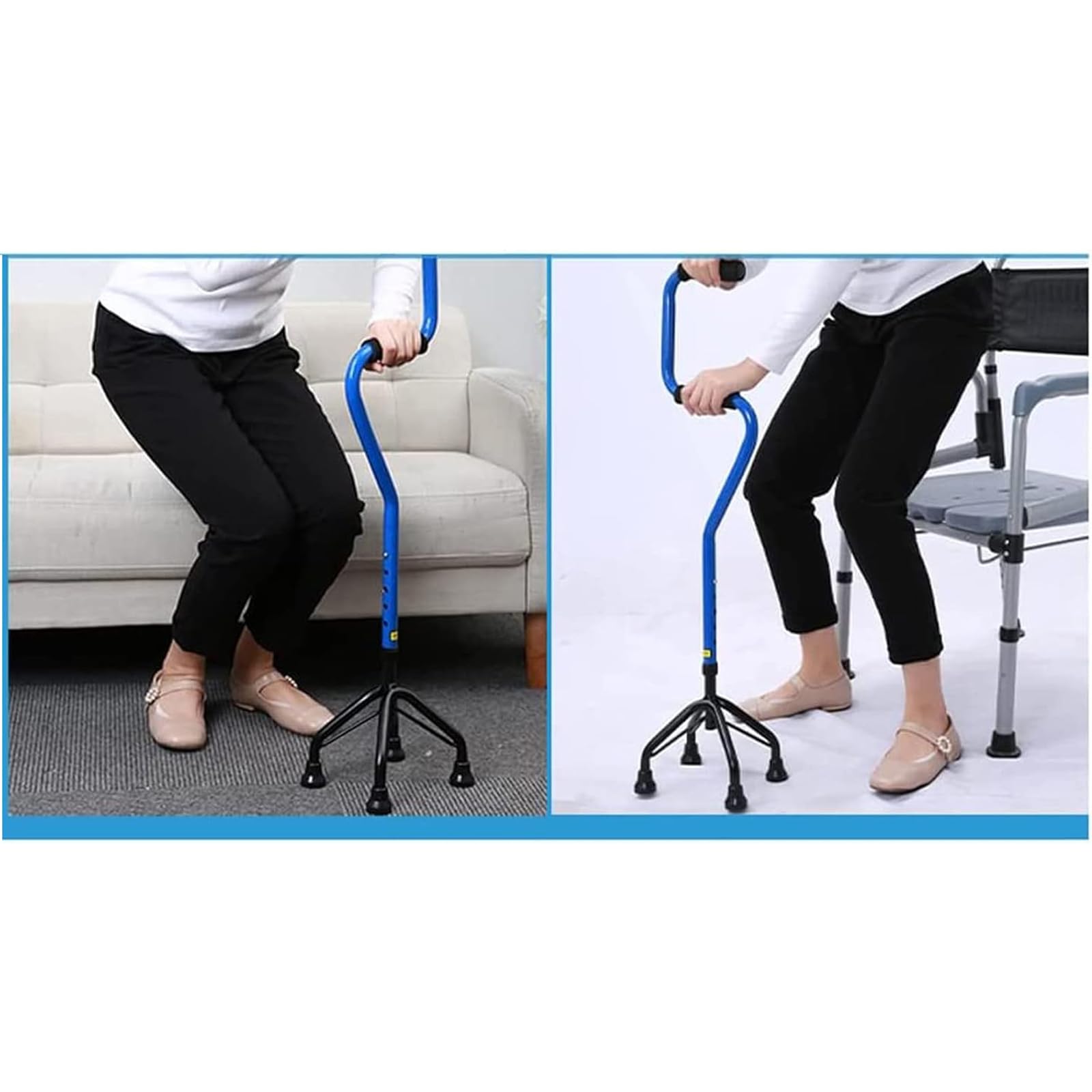 Muletas para ancianos, andador ligero de cuatro patas con diseño antideslizante para estabilidad y apoyo al caminar, ideal para fracturas y asistencia a la movilidad