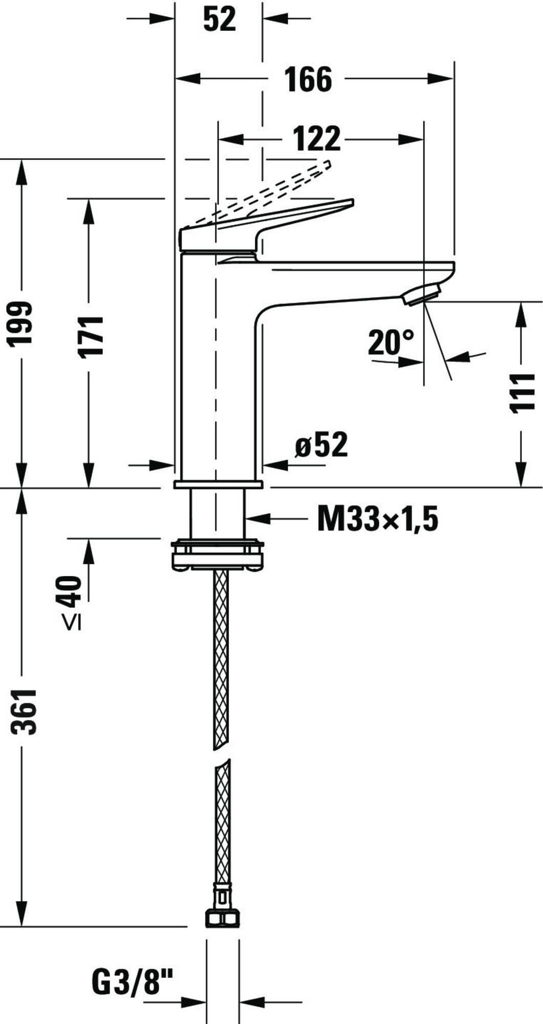 Duravit WA1022002010 Wave bateria umywalkowa, chrom