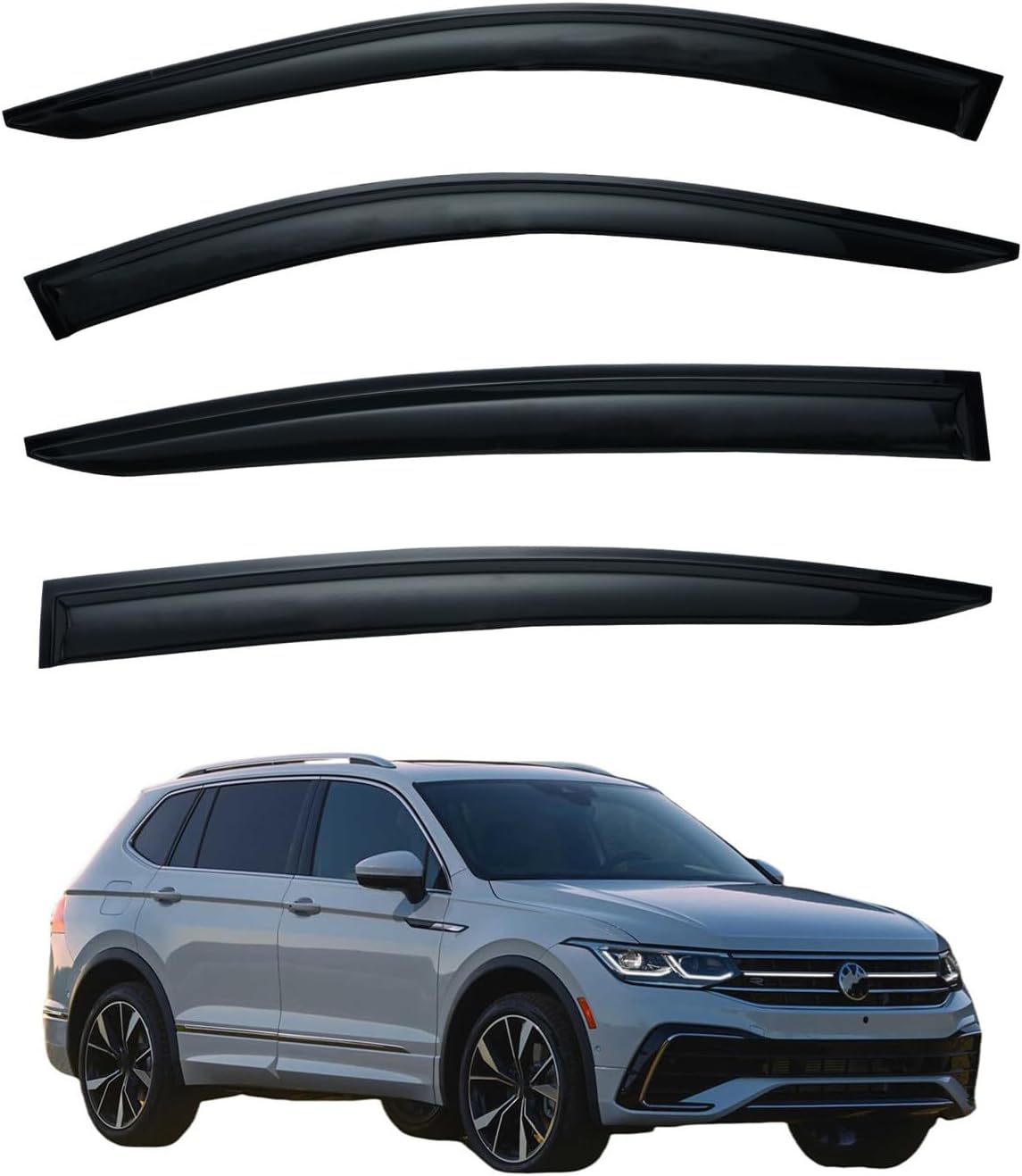 Yakitoko Window Visors Vent Sun Shade Rain Guards for Volkswagen/VW Tiguan 2009-2017 Black 4PCS