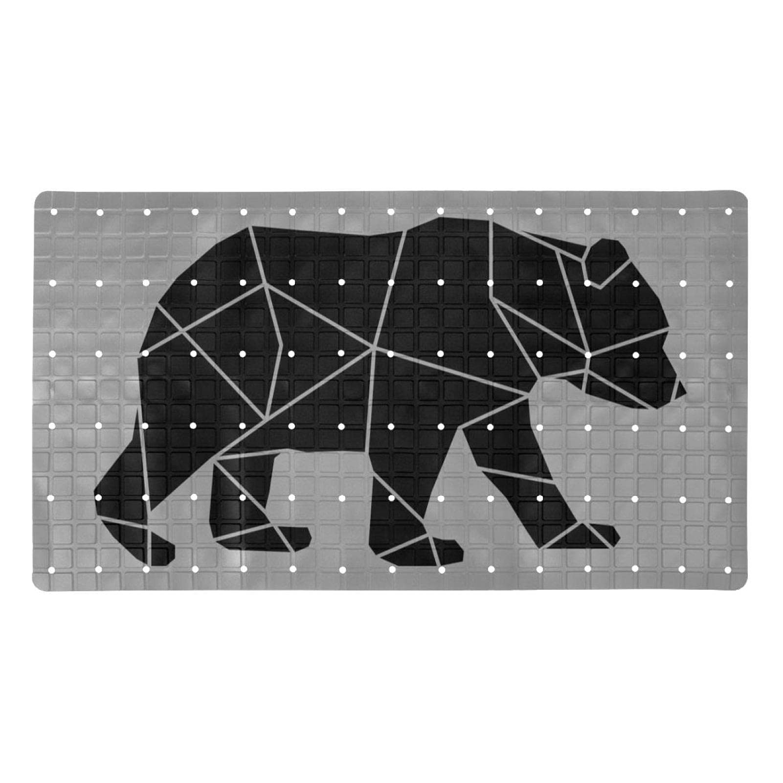 Tapis de baignoire antidérapant avec ventouses et trous drainage gris