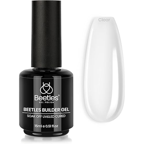Beetles Clear Builder Gel for Nails 0.51 OZ 7 in 1 Clear Nail Builder Strengthener Gel Enhancement Nail Gel Building Nail Apex for Beginners & DIY Salon Manicure