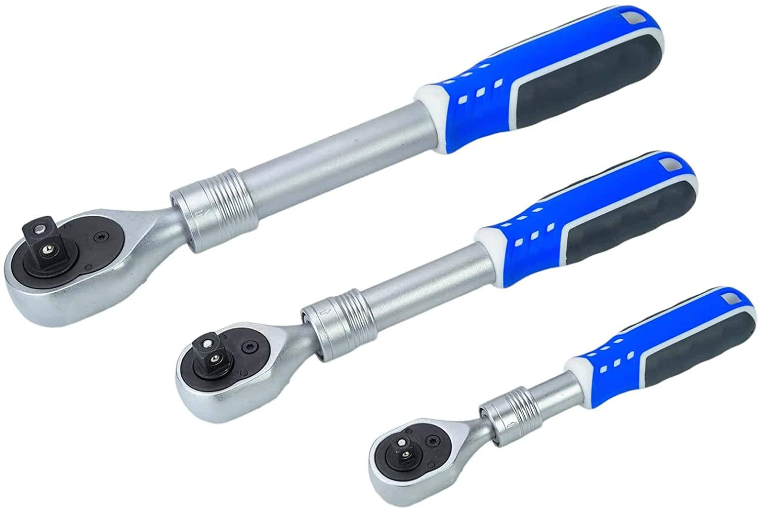 HASKYY| Jeu de Cliquet Télescopique Réversible 1/2" + 3/8" + 1/4" | Denture Fine