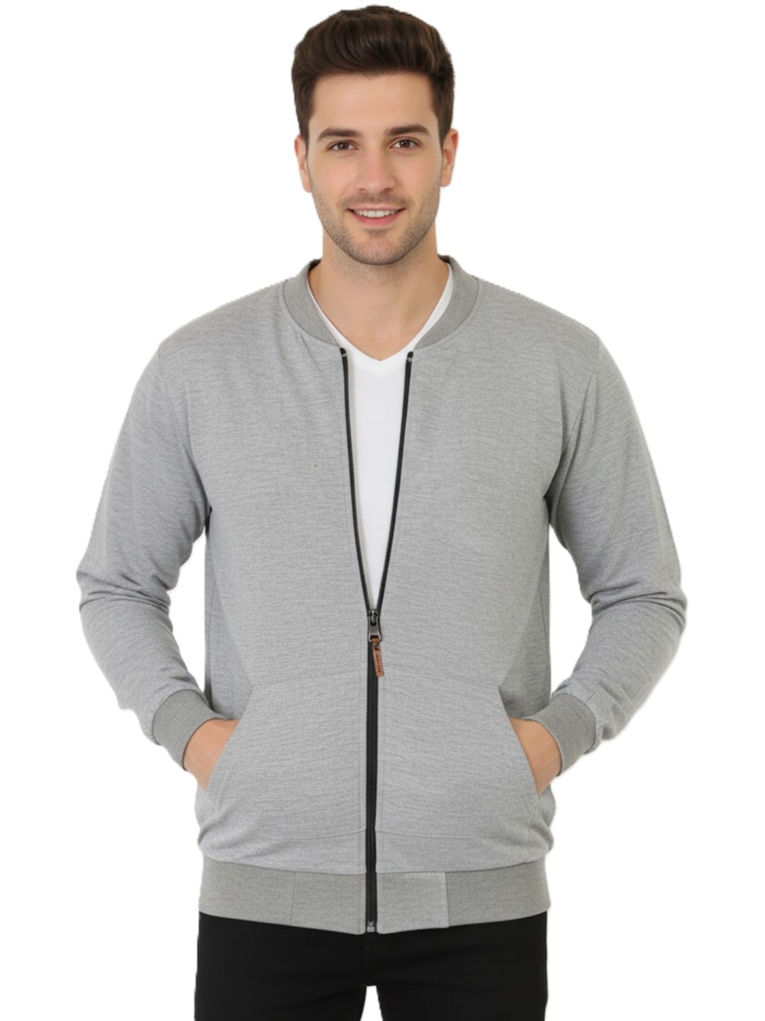 Full Sleeve Regular Fit Fleece Bomber Winter Jacket For Mans (Color: Multicolor)