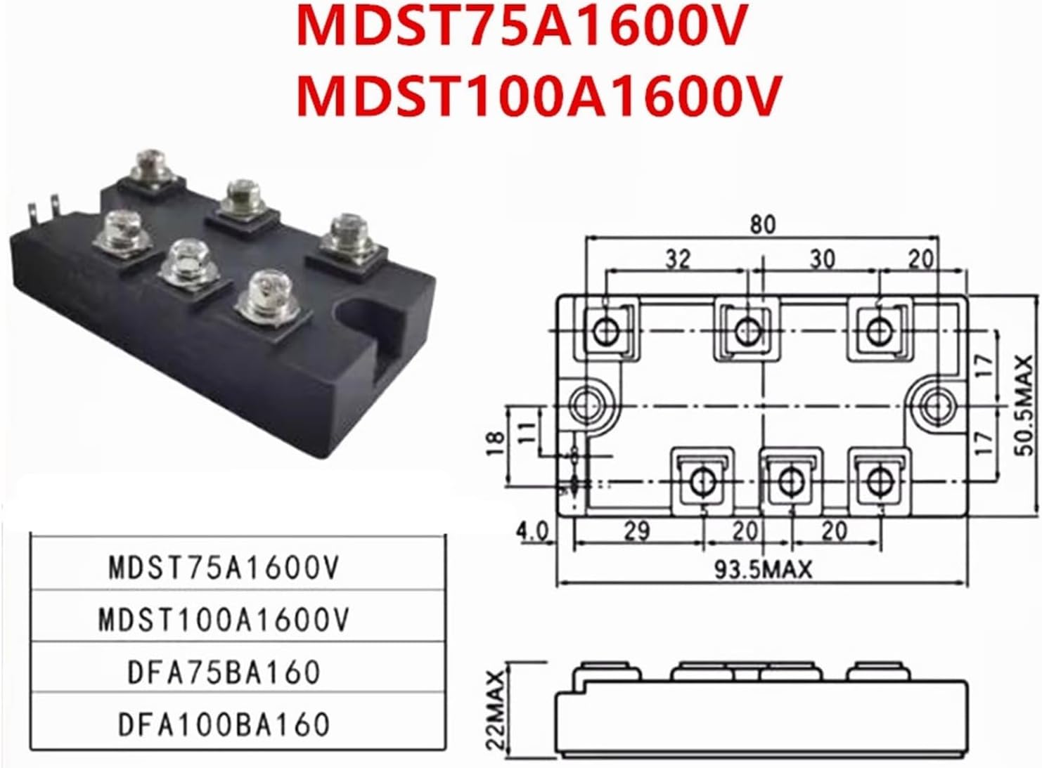 Controllable three-phase rectifier bridge frequency converter module MDST75A1600V MDST100A1600V MDST150A1600V MDST200A1600V(MDST100A1600V)