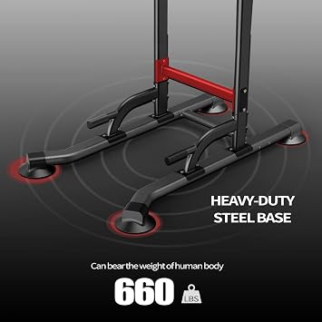 Power Tower Adjustable Height Pull Up & Dip Station Multi-Function Home Strength Training Fitness Workout Station for Home Gym