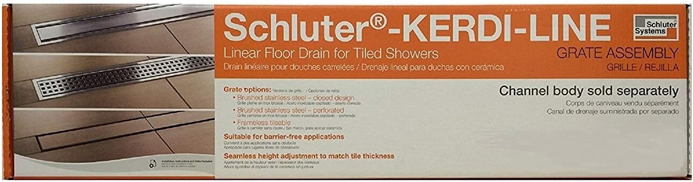 SchluterSystems Kerdi-Line 3/4" Frame, 24" Perforated Grate Assembly Chrome (KL1B19EP60)