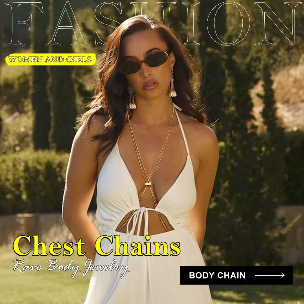 BODIY Gold Body Jewelry Chest Body Chains Bra Chain Jewelry Bikini Chest Accessories for Women - Image 7