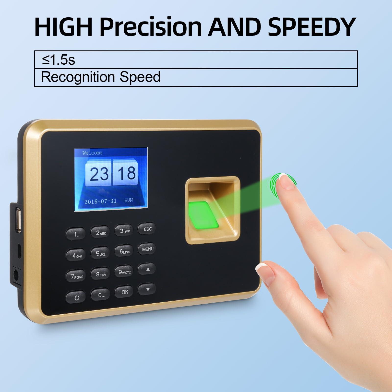 Bisofice A2 Rilevatore Presenze Dipendenti con Scansione impronte digitali e RFID Password, Timbratrice Presenze Prompt Vocale, Timbracartellini Display da 2,4", Italiano