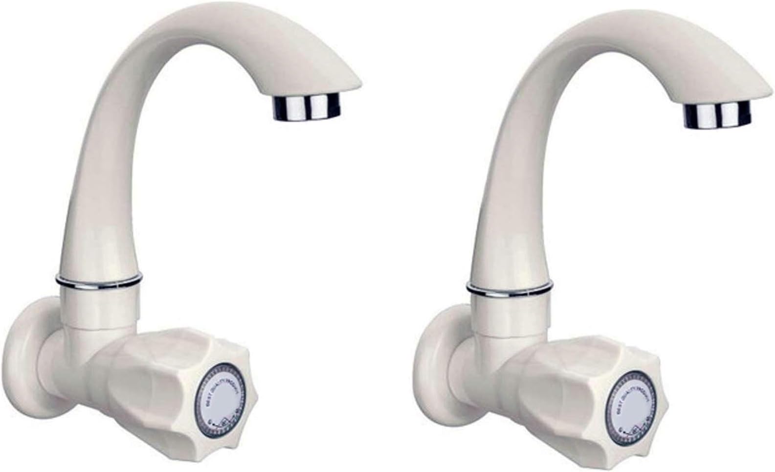 Jogi White Wall Mounted Standard Size 1/2" PVC Water Taps for Kitchen