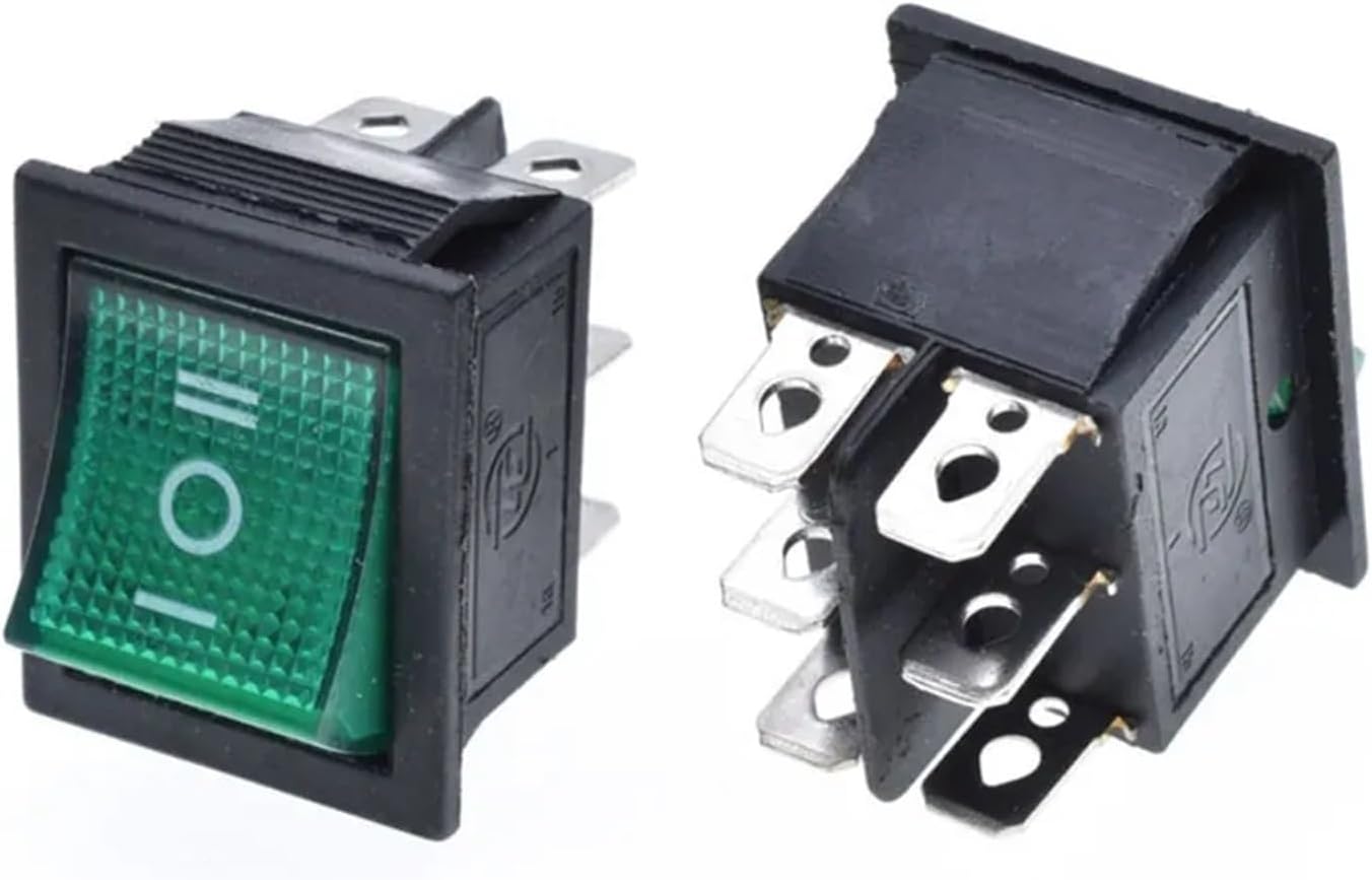 1 Pcs Rocker Switch Six-pin Three-Speed Tilt Button Traffic Light 16A(Black)