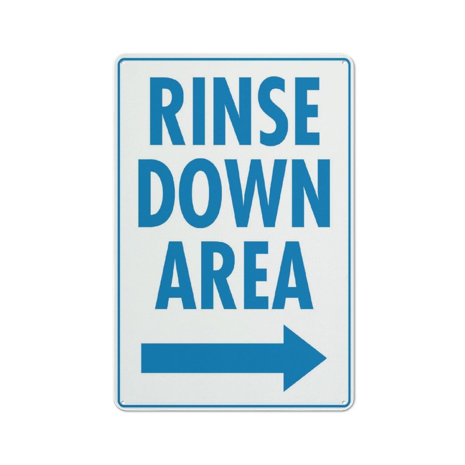 Rinse Down Area (Right Arrow) Outdoor Sign - UV-Printed Aluminum 12x8 inch, Weatherproof for Business
