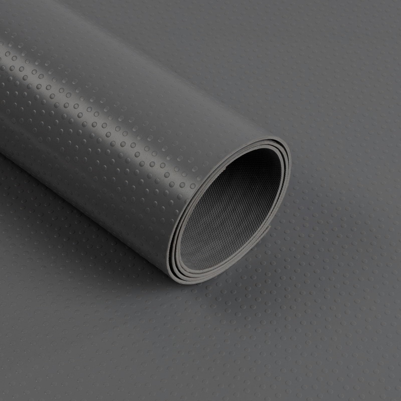 KARAT - Revêtement de Sol antidérapant en PVC - Parquet Ignifuge pour Zones d'entrée - Tapis en Vinyle de 2 mm d'épaisseur - Personnalisable et Ignifuge - Modèle Dots (Gris foncé, 120 x 600 cm)