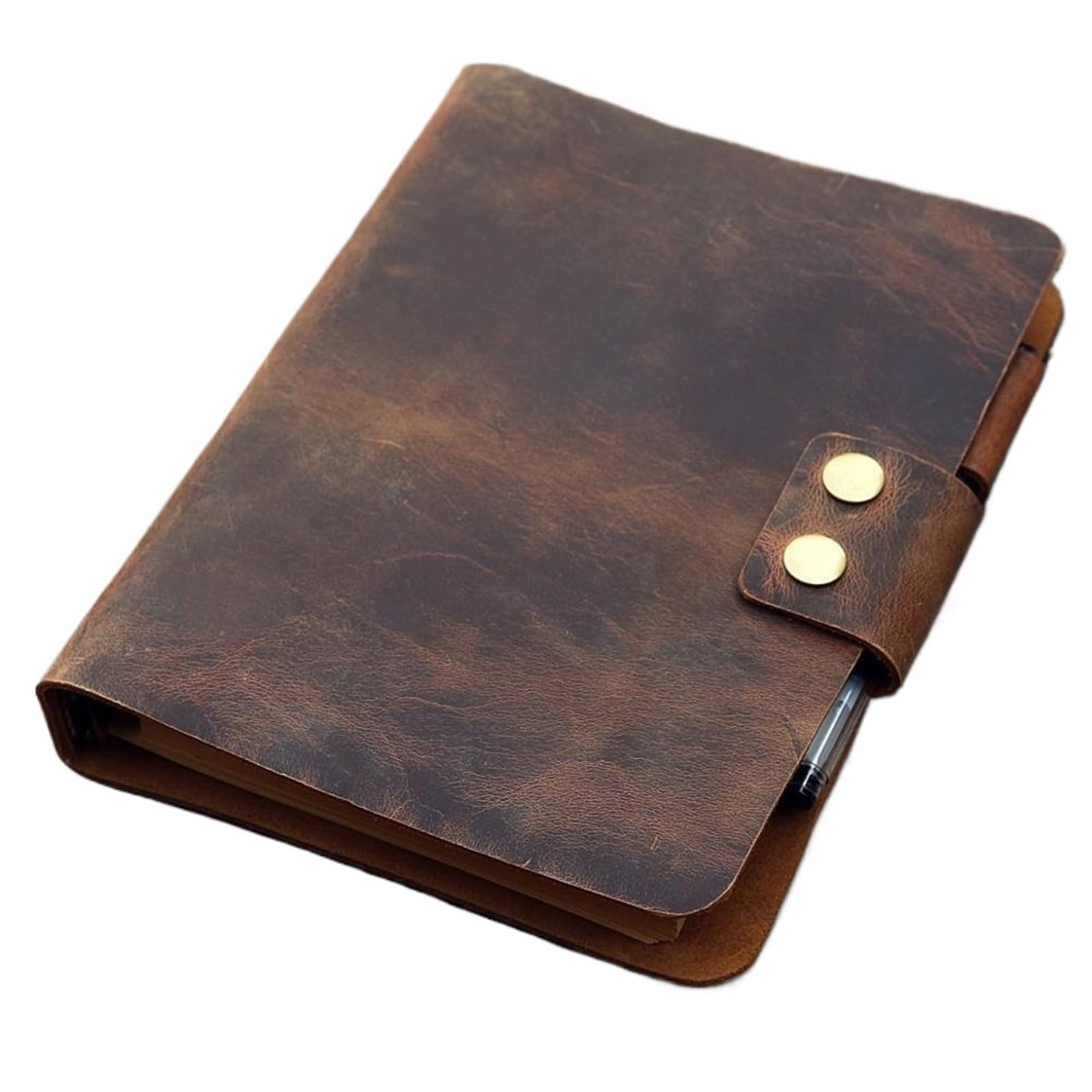 Cuaderno de anillas cuero A5 retro vintage Para La Escritura | Cuaderno de bocetos de diario de recarga recargable de cuero personalizado