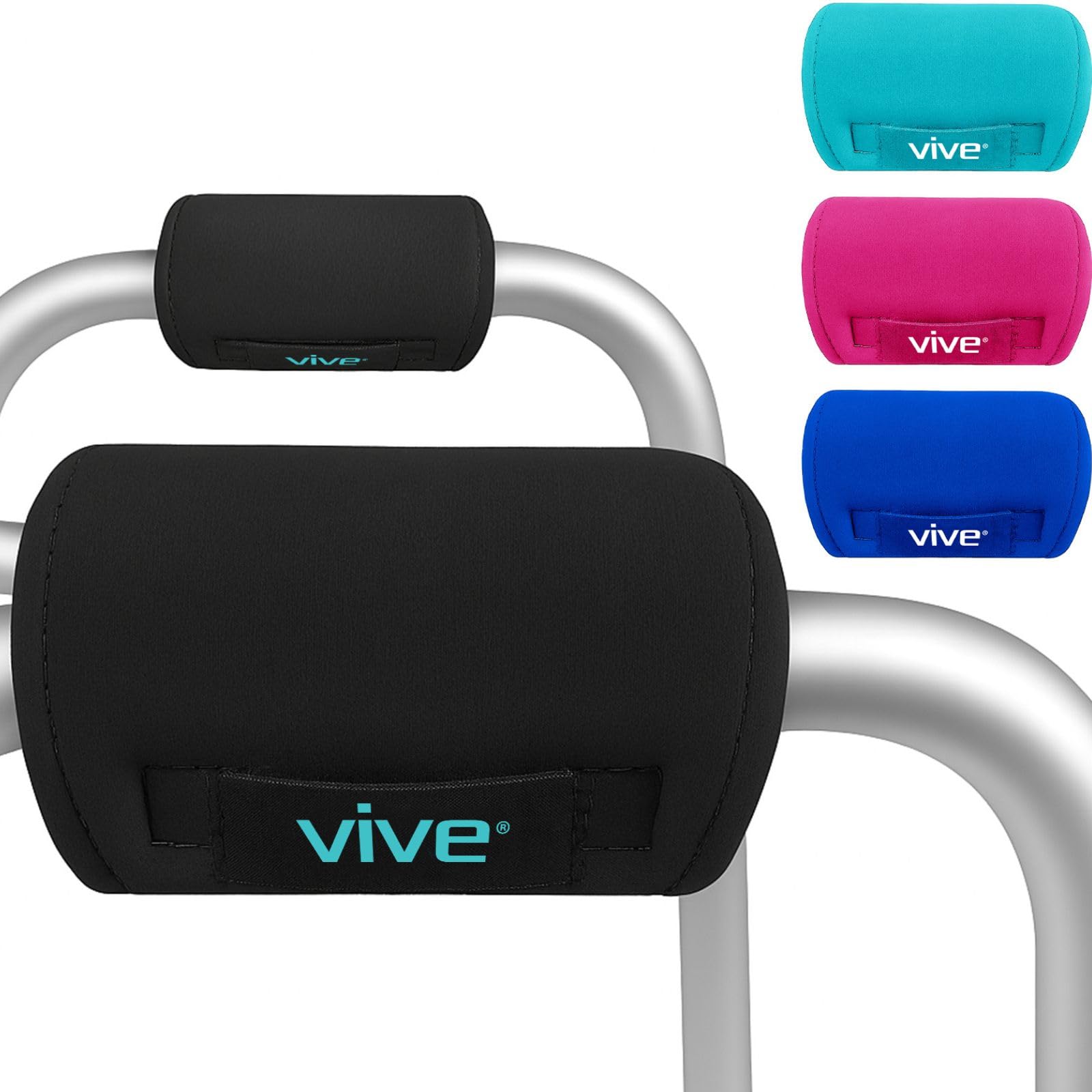 ViveWalker Handle Cushions - Padded Hand Covers - Soft Cushion Padding Medical for Folding Rolling Wheelchair, Rollator Handle, Senior, Elderly Grippers - Crutch Handle Pad Grips - Mobility Aid