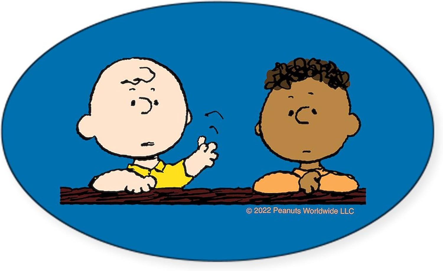 CafePress Peanuts Franklin Big Hug Oval Bumper Sticker Car Decal
