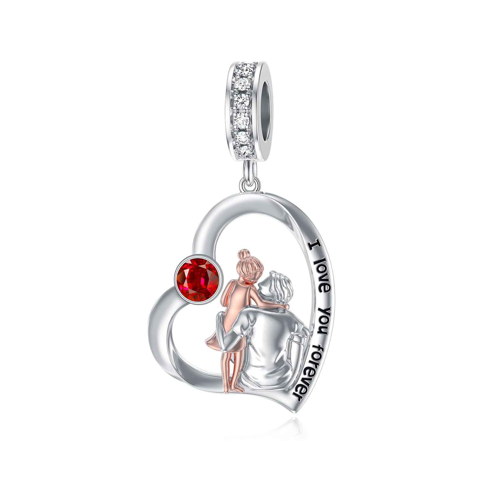 PROESS Father Mother Daughter Charm fit Charms Bracelet Sterling Silver Charms for Bracelets Birthday Valentines Day Gifts for Daughter Mother Lover