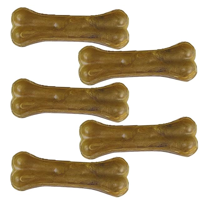 Foto 2 de 3 de Huesos masticables para perro, hechos de piel de vacuno prensada, de calidad pesada, prensados limpiamente
