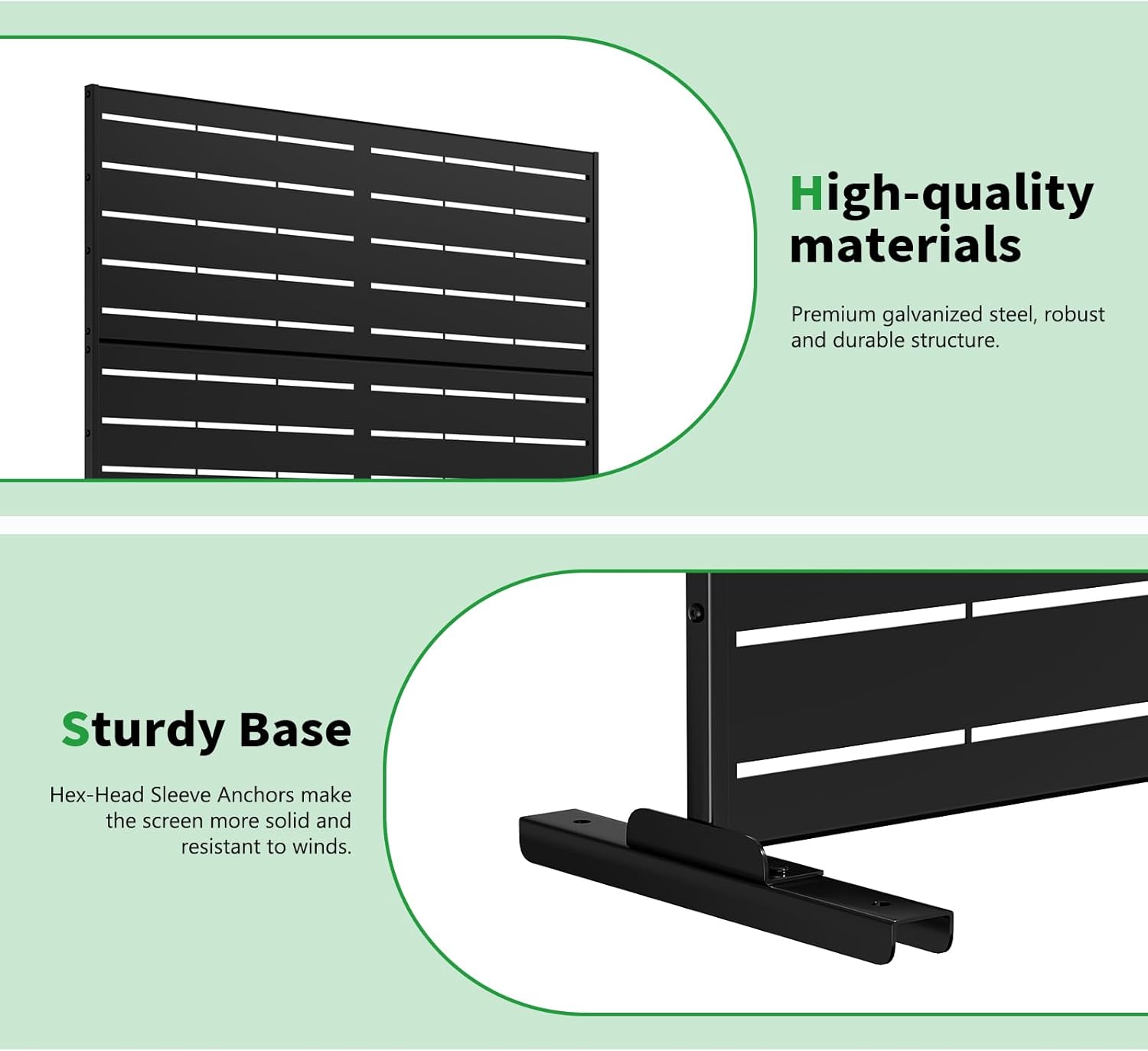 SUNYRISY 2Pack Metal Outdoor Privacy Fence Screen for Balcony Patio Deck Garden Decorative Room Dividers, Freestanding Steel Privacy Wall Fence Panel for AC Unit and Trash Can, 71''H×46''W Black
