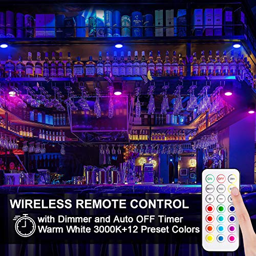 Bls Led Puck Lights With Remote Control, Wireless Under Cabinet Lighting, Battery Powered Lights, Stick On Lights, Color Changing Lights With Dimmer And Timer, Aa Battery Operated Closet Light, 6 Pack #TOP1