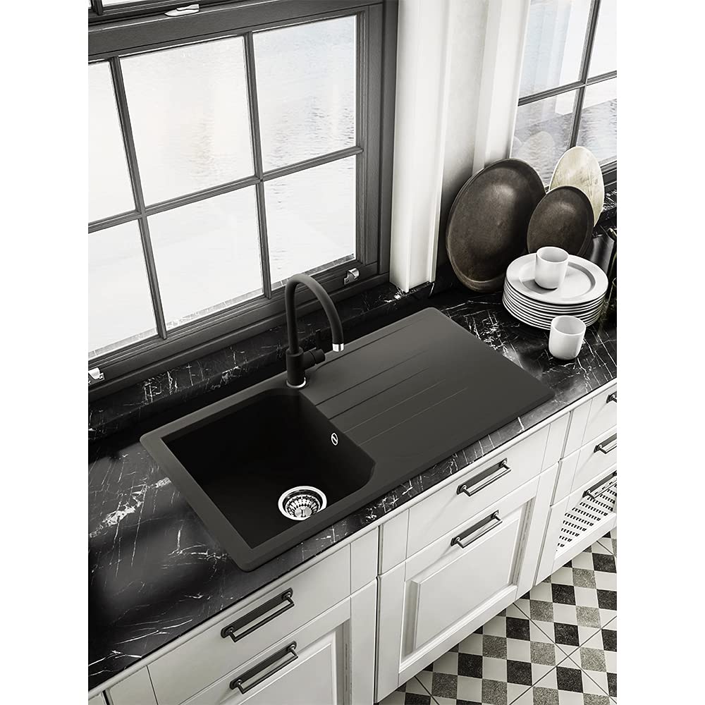 Prime 861 Lavello da Incasso Granito Avena 86x50 1 Vasca con Gocciolatoio QLP861AV