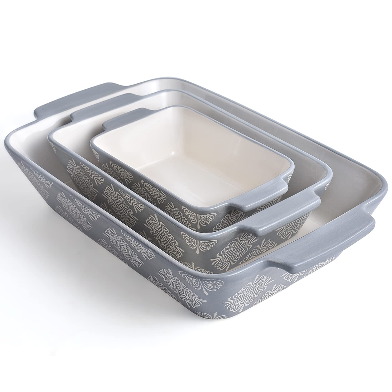 KINGSBULL HOME Casserole Dish Baking Dish Ceramic Baking Set 3-pcs Bakeware Sets Lasagna Pan Baking 