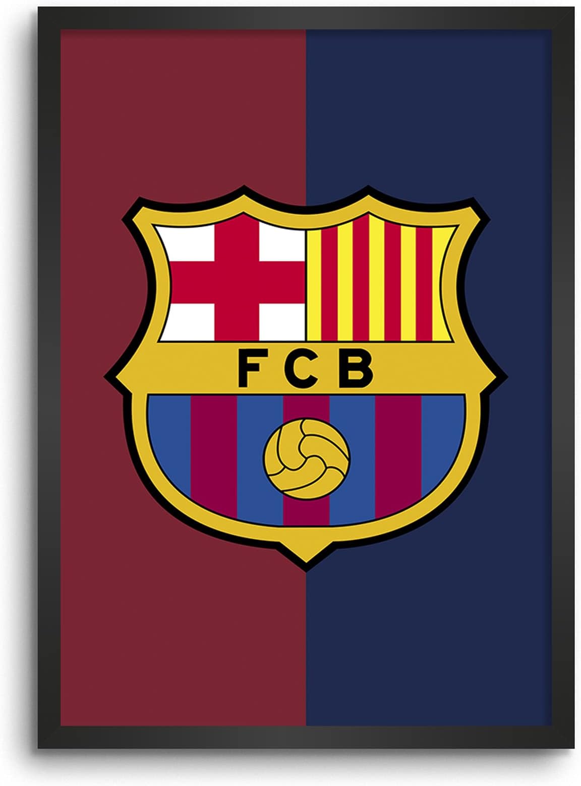 LAMRON FC Barcelona Football Club Wall Decoration Art Framed Poster, 8 Inch x 12 Inch, Glass with 0.5 Inch Black Wooden Frame