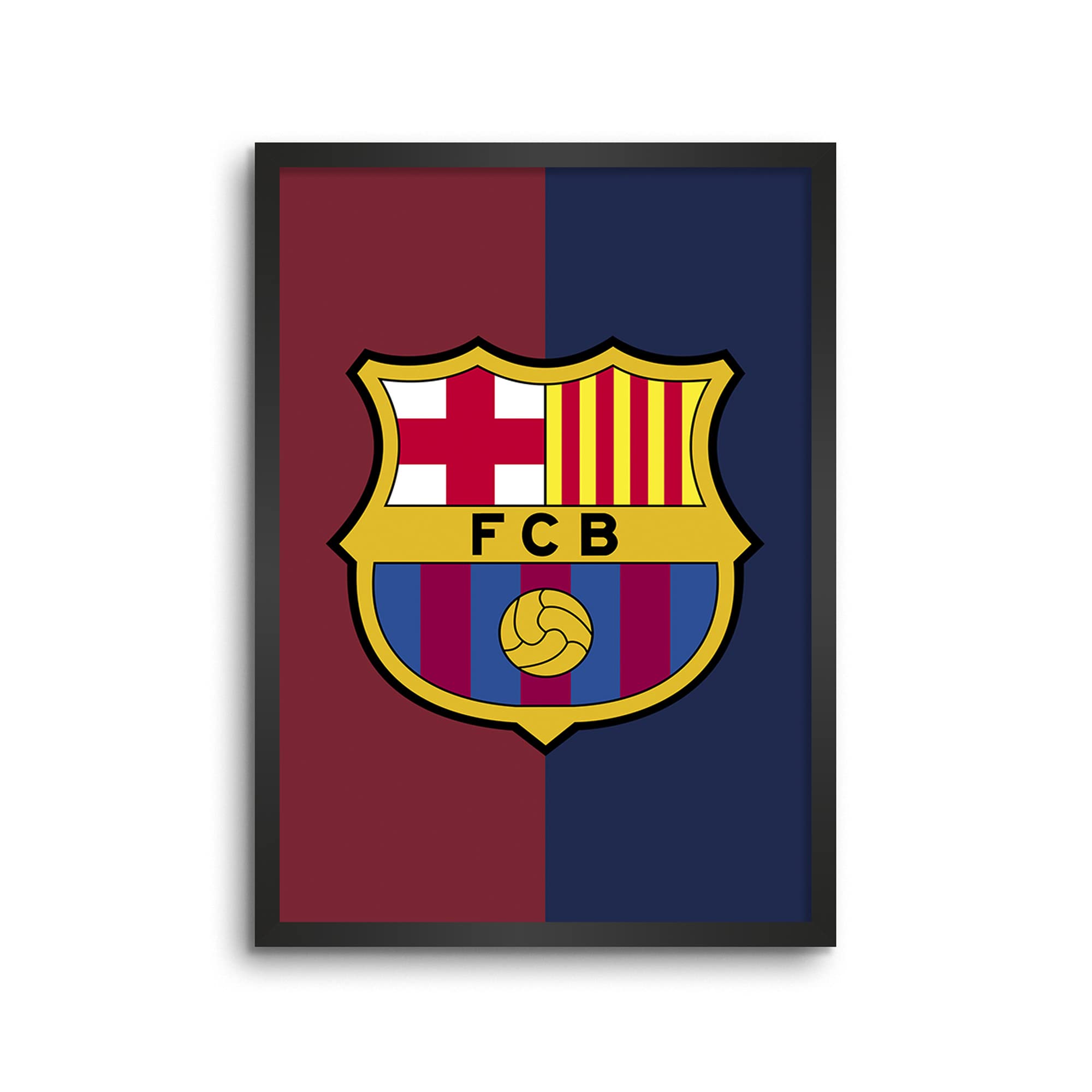 LAMRON FC Barcelona Football Club Wall Decoration Art Framed Poster, 8 Inch x 12 Inch, Glass with 0.5 Inch Black Wooden Frame