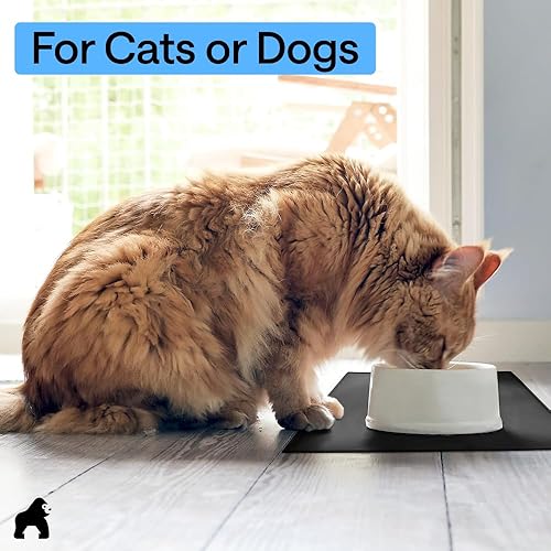 Miniatura 72 de GORILLA GRIP - Tapete de silicona 100% impermeable con bordes elevados sin BPA para mascotas, tapetes para alimentos de perros y gatos que contienen