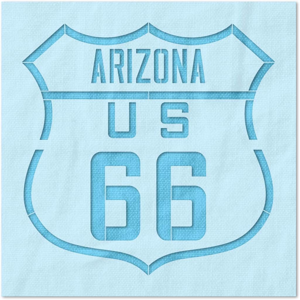 Stencil Stop Arizona Route 66 Stencil - Reusable for DIY Projects, Painting, Drawing, Crafts - 14 Mil Mylar Plastic (24 x 24 inches)