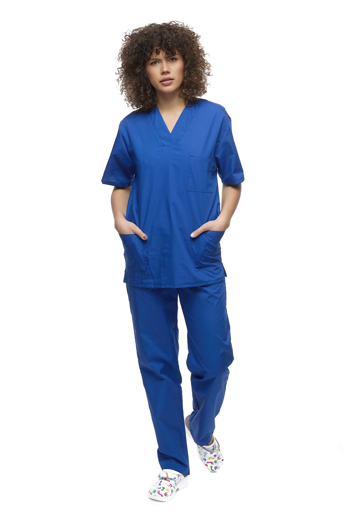 Mazalat, Uniforme médico unisex con casaca y pantalón, kit de limpieza médica para cuidado de la ropa de trabajo